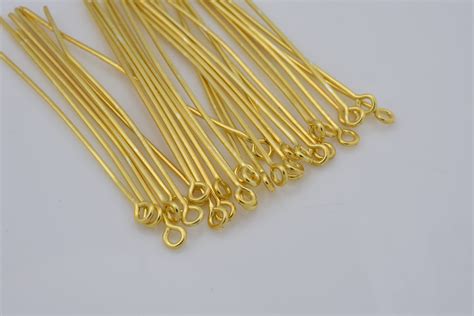 56pc Gold Plated Eye Pins 50mm Long 2 Inches Long 22 Etsy