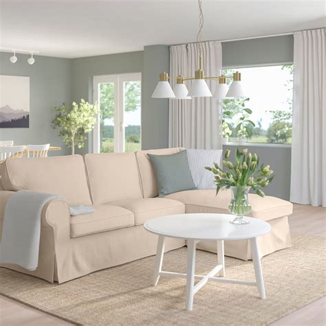 Ektorp 3 Seat Sofa With Chaise Longue Hallarp Beige Ikea Eesti