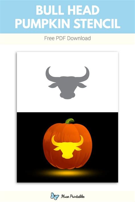 Free Bull Head Pumpkin Stencil | Pumpkin stencil, Halloween pumpkin ...