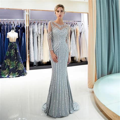 Luxury Gold Prom Dresses Women Crystal Beaded A Line Scoop Neckline