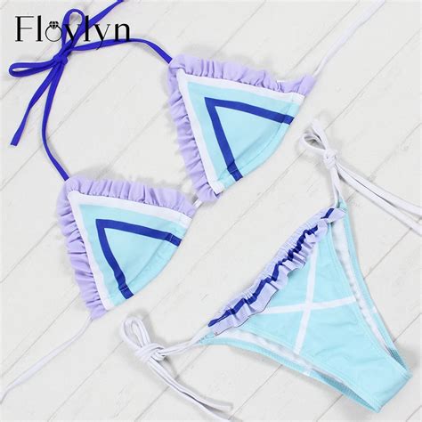 Floylyn Women Swimwear Sexy Purple Edge Bikini Sexy Swimsuit Summer