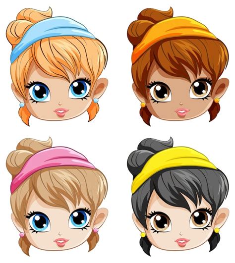 Linda Chica Personaje De Dibujos Animados Con Diadema Vector Gratis