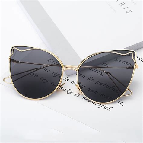 Metal Frame Cat Eye Sunglasses Brand Designer Women Vintage Gradient