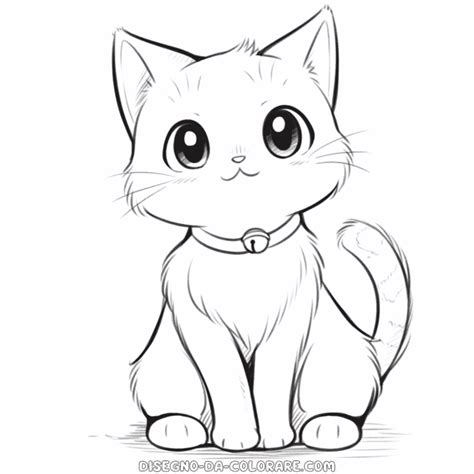 Disegno Di Gatto Carino Anime Da Colorare Stampate Gratuitamente Dei