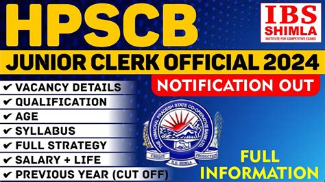 HPSCB JUNIOR CLERK OFFICIAL 2024 NOTIFICATION OUT FULL INFOMATION