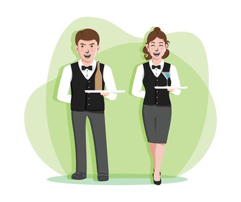 Waiter Or Waitress Vector Illustration 2993664 Vector Art At Vecteezy