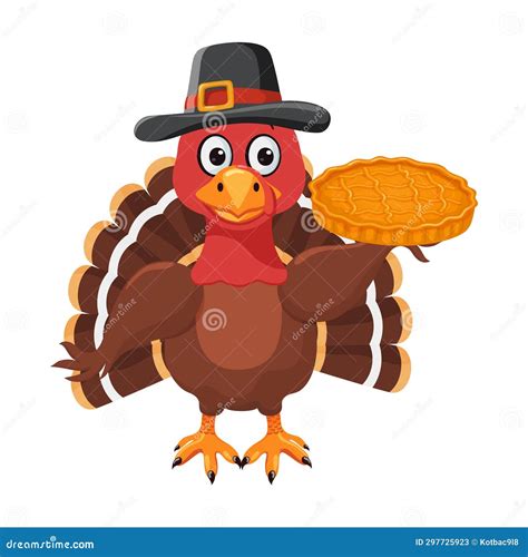 Thanksgiving Turkey Bird Wearing A Pilgrim Hat Stock Vector