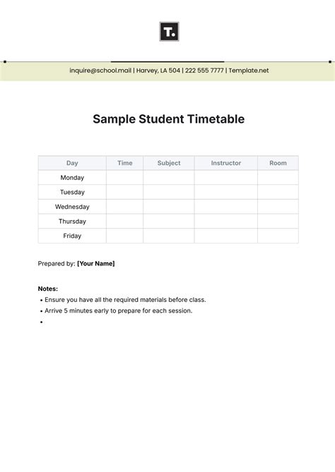 Free Study Timetable Template To Edit Online