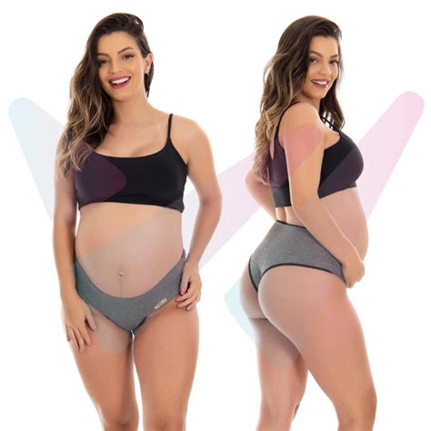 Kit 5 Calcinhas Gestante Super Conforto Lingerie Cós Alto Tanga Grávida Pós Parto Maternidade