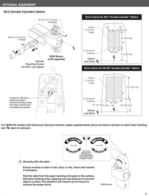 Von Duprin 911373 f 98/99 Rim Installation Instructions 107600