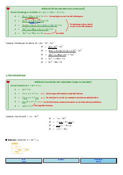 Calcul littéral Développement Factorisation Identités Remarquables