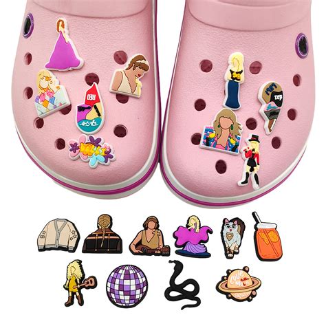 Pop Singer Taylor Swift Inspired Croc Shoe Charms Music Theme Jibbitz T Swift Merch Shoes Clip