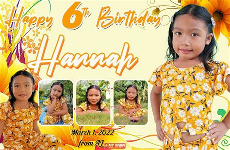 Yellow Theme And Flower Motif Birthday Tarpaulin Design