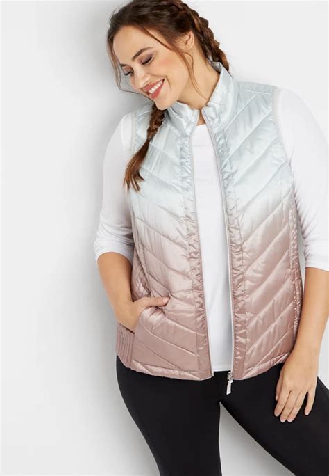 Plus Size Ombre Metallic Puffer Vest Maurices