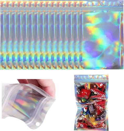 100 Pcs Mylar Holographic Resealable Bags Smell Proof