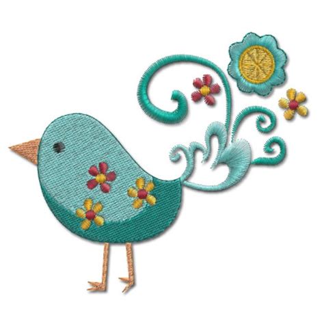 Blue Retro Bird Retro Birds Machine By Embroidershoppe On Etsy