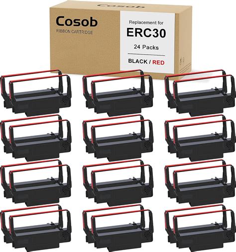 Cosob Lot De 24 Rubans ERC30 Noir Et Rouge ERC 30 ERC30 34 38 B R