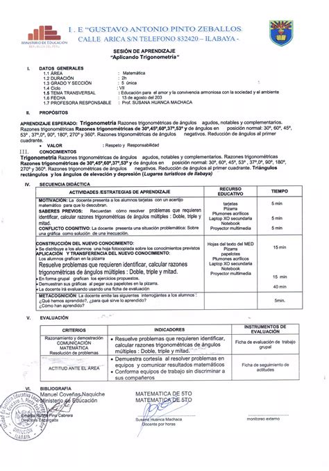 Instrumentos De Evaluacion Y Sesiones De Aprendizaje Pdf