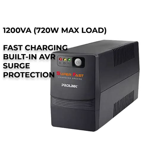 PROLINK PRO1201SFC 1200VA 720W Fast Charging UPS W Built In AVR