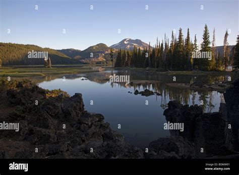 Sparks Lake South Sister Peak At Dawn In The Oregon Cascade Mountains