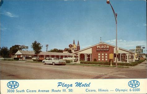 Plaza Motel and Restaurant Cicero, IL Postcard