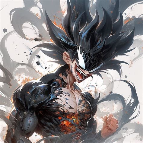An Anime Character With Black Hair And Fangs On His Face Standing In
