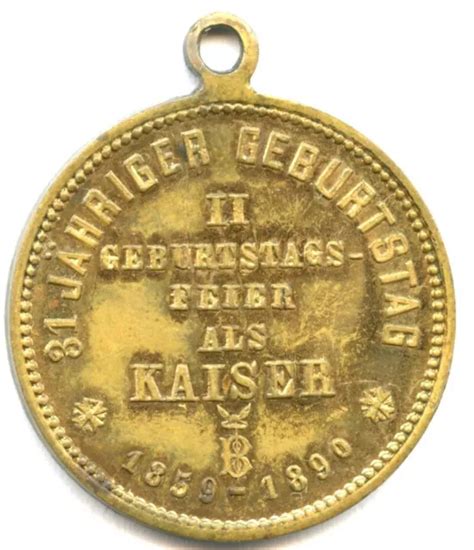 PREUSSEN MEDAILLE 1890 Zum 31 Geburtstag Kaiser Wilhelm Ii EUR 40