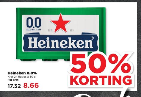 Heineken 0 0 Krat 24 flesjes à 30 cl aanbieding bij PLUS