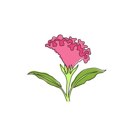 Premium Vector One Continuous Line Drawing Of Beauty Brain Celosia