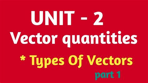 Grade 11 Physics Unit 2 Vector Quantities Types Of Vector Part 1 Youtube