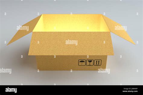 Open Cardboard Box With Glow Inside Stock Photo Alamy