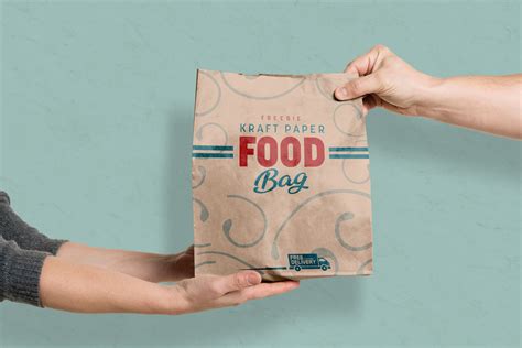 Free Disposable Kraft Paper Food Bag Mockup PSD Designbolts