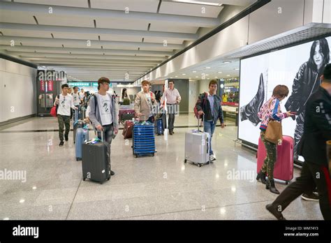 HONG KONG CHINA CIRCA JANUARY 2019 People At Arrivals Hall B In