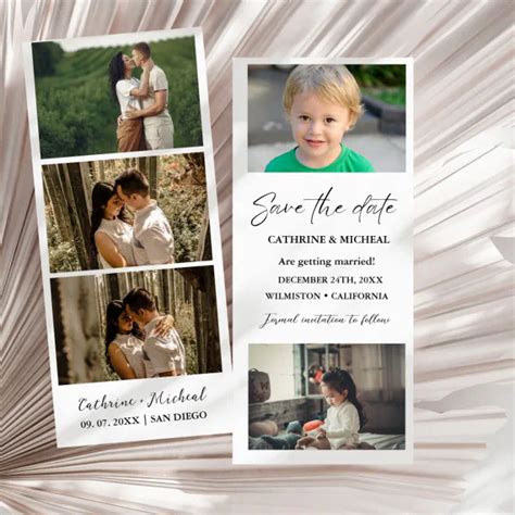 Minimalist Wedding Photo Booth Strip Frame Save The Date Zazzle