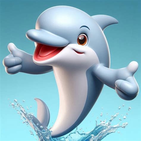 3d Beautiful Happy Dolphin Premium AI Generated Image