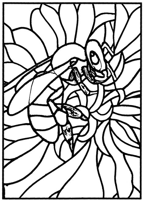 Coloriage créé à partir d un vitrail moderne représentant une abeille