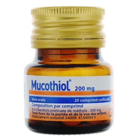 Mucothiol 200 Mg 20 Comprimés Contre La Toux Grasse Bronchite