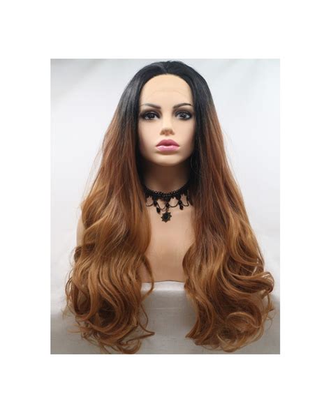 Synthetic Lace Front Brown Wavy Long Wigs Super X Studio