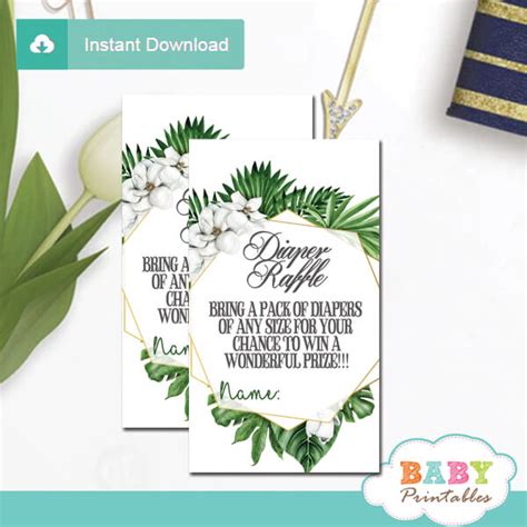 Geometric Frames Greenery Diaper Raffle Tickets D Baby Printables