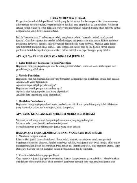 Cara Mereview Jurnal Pdf