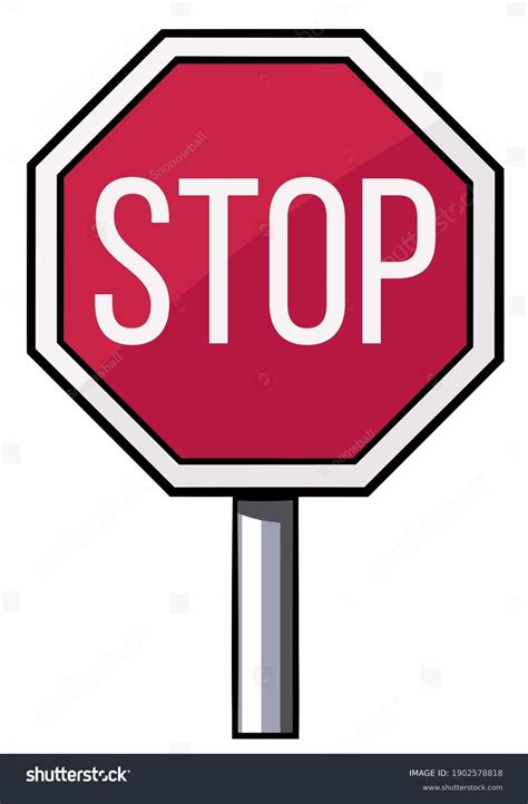 Stop Traffic Sign Cartoon Style Stock Vector Royalty Free 1902578818 Shutterstock