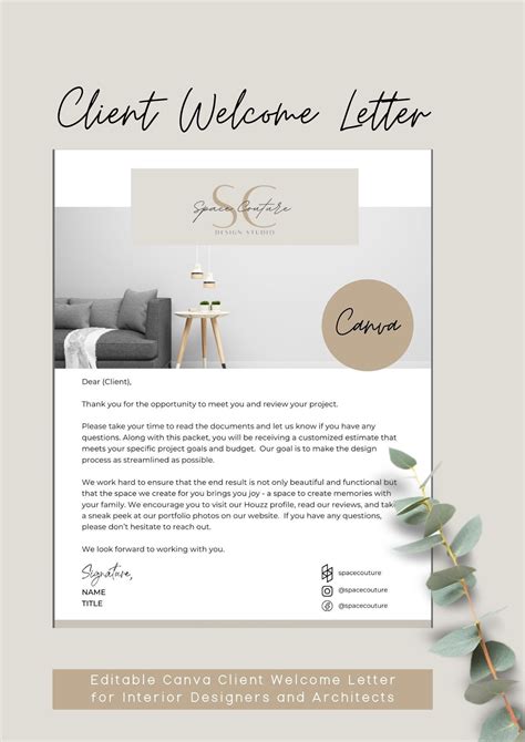 Client Welcome Letter Letterhead Design Etsy UK In 2022 Interior