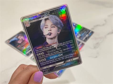 Bts Pok Tan Holo Cards Fanmade Pok Mon Inspired Bangtan Etsy