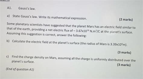 Solved A Gauss S Law A State Gauss S Law Write Its Chegg