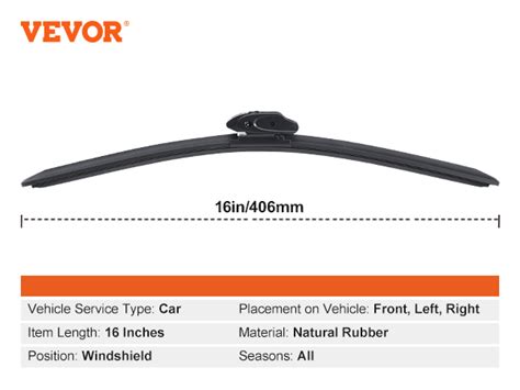 VEVOR 16 Rubber Wiper Blades 40 Cm Universal Replacement Wind Shield