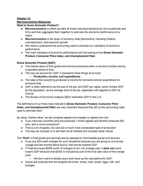 Macroeconomics Chapter 12 Macroeconomic Measures Part I Chapter 12