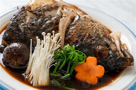 Boiled Fish Head With Soy Sauce Stock Photo At Vecteezy