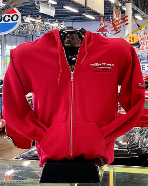 Fast Lane Fleece Hoodie Full Zip Jacket Embroidered Logos Fast Lane Classic Cars