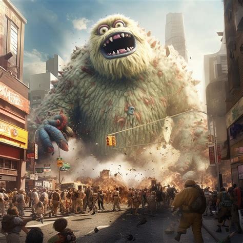 Premium Photo | A giant monster attacks a city generated by AI