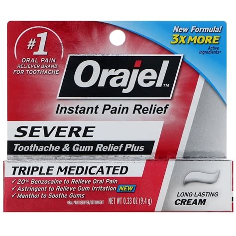 Orajel Severe Toothache And Gum Relief Plus Long Lasting Cream 033 Oz 94 G Iherb